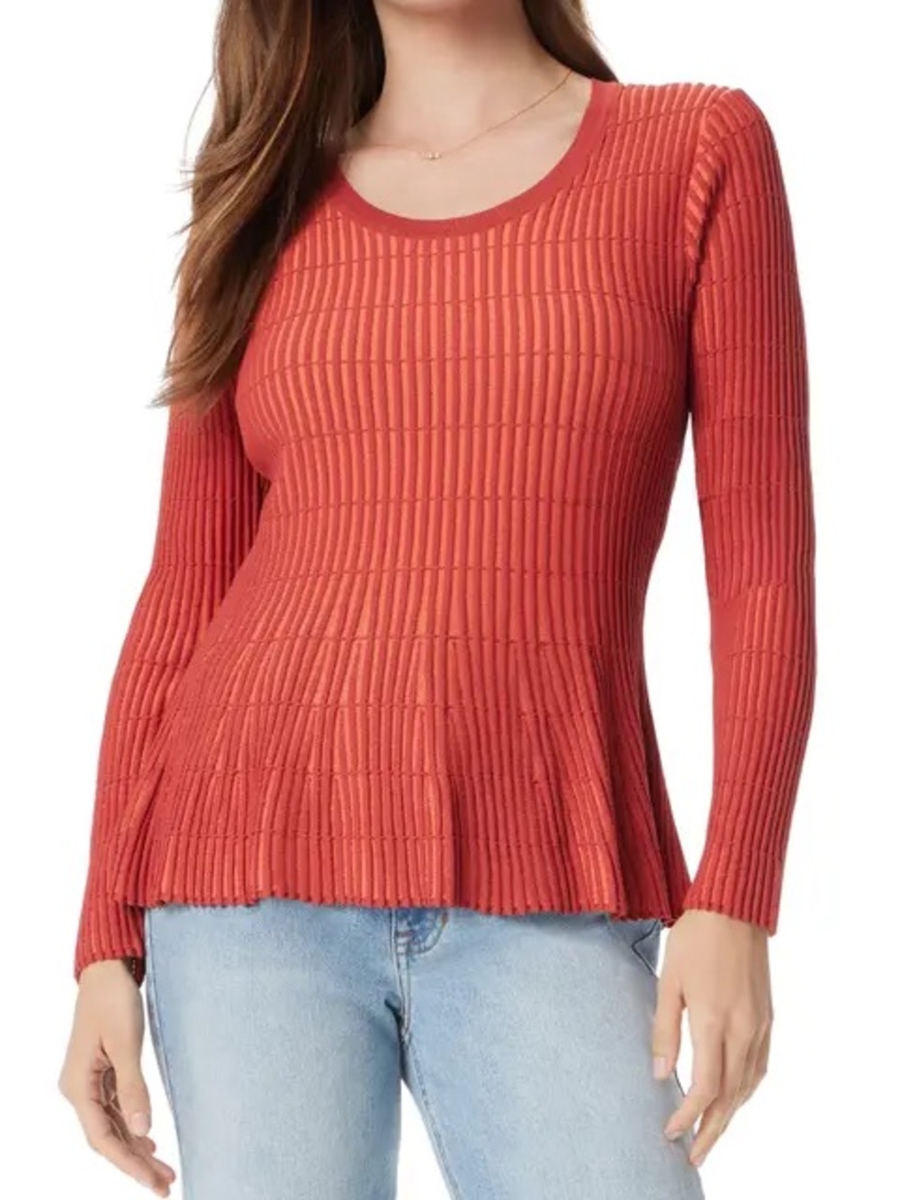 Sam Edelman Ribbed Peplum Sweater XS Fitted Knit Top Hourglass Silhouette